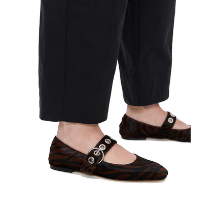 AEYDE Women's Uma Eyelet Zebra Ponyhair Moka Flats Moka