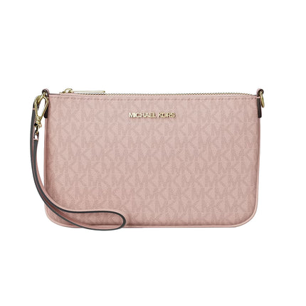 Michael Kors Women's Jet Set Small Signature Logo Convertible Wristlet Powder Blush