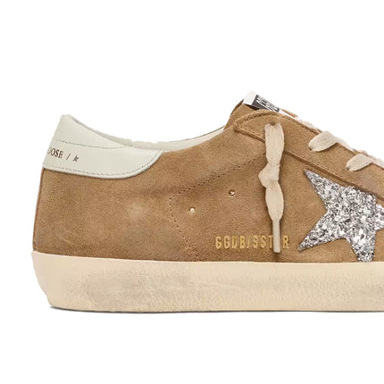 Golden Goose Women's Super-Star in Tobacco Suede with Silver Glitter Star