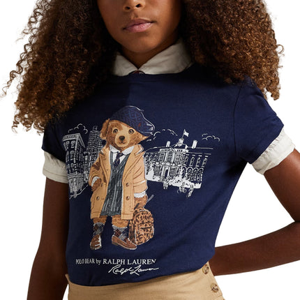 Polo Ralph Lauren Girl's Polo Bear Cotton Jersey Tee Refined Navy