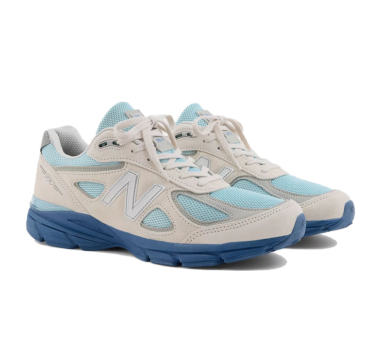 New Balance Made in USA 990v4 Moonbeam with Cloud Blue and Magic Blue U990MB4