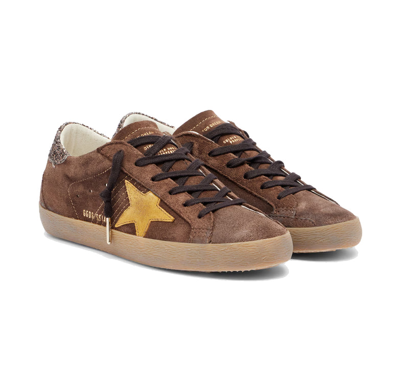 Golden Goose Women's Super Star Glitter with Suede Star Brown