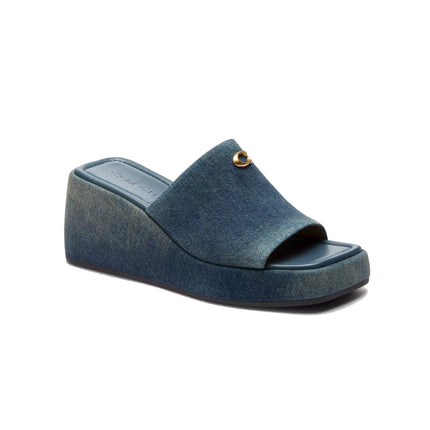 Coach Women's Marie Platform Sandal In Loved Denim Dark Indigo