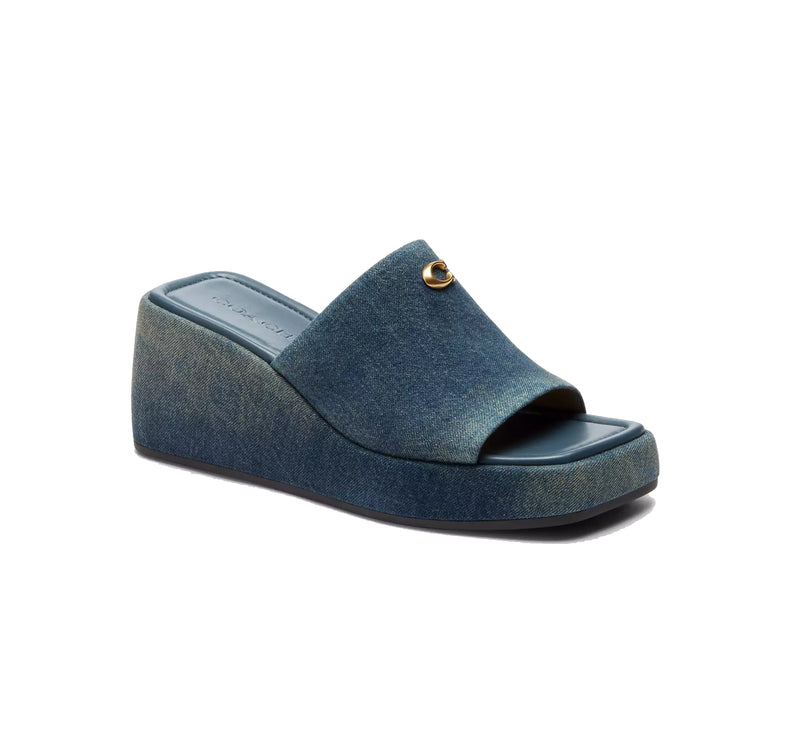 Coach Women's Marie Platform Sandal In Loved Denim Dark Indigo