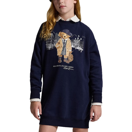 Polo Ralph Lauren Girl's Polo Bear Fleece Sweatshirt Dress Refined Navy