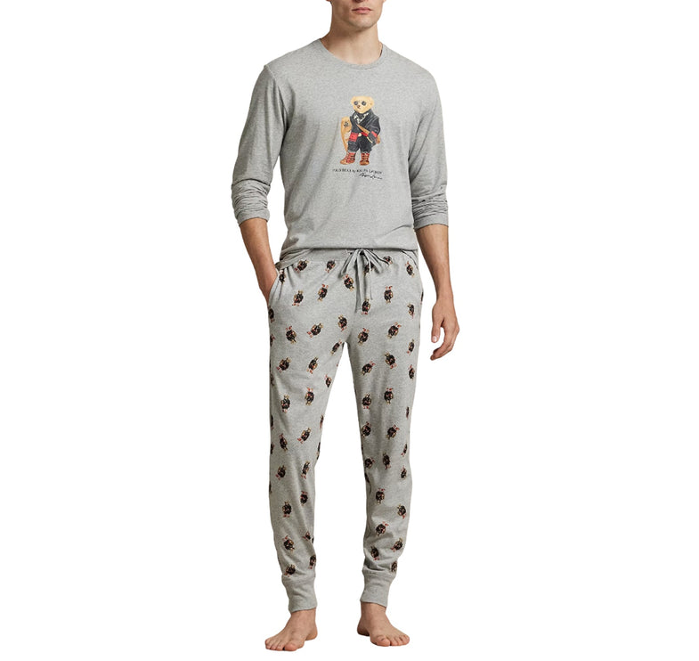 Polo Ralph Lauren Men's Polo Bear Jersey Sleep Set Andover Heather