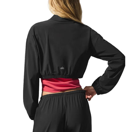 alo Women's Cropped Breezy Full-Zip Cover Up Black