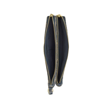 Coach Women's Double Zip Wristlet In Signature Regenerative Cotton Denim Gold/Denim