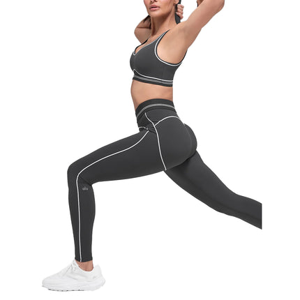 alo Women's Airbrush High-Waist Heart Throb Legging Anthracite/White