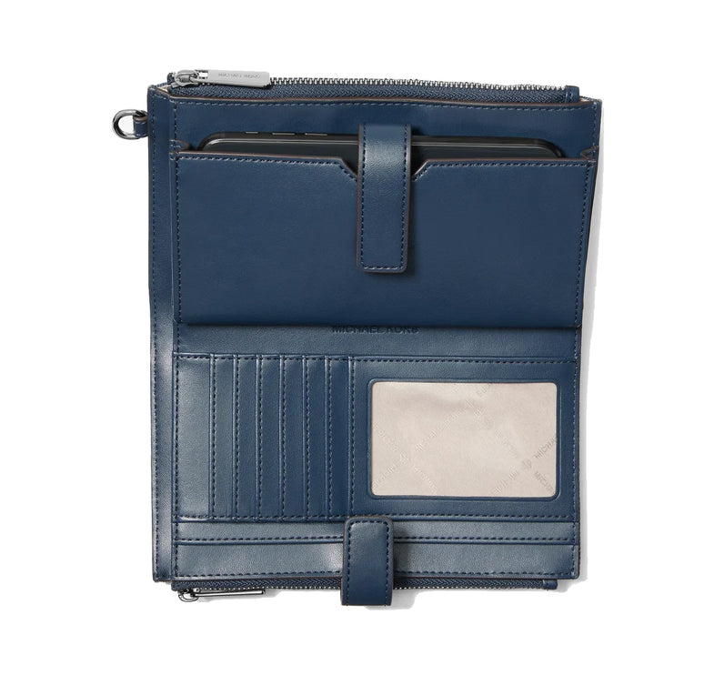 Michael Kors Women's Jet Set Travel Embellished Denim Wristlet Washed Denim