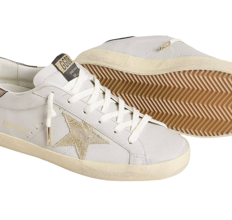 Golden Goose Women's Super Star Sneakers with Crackle Leather Star and Metallic Foiled Leather