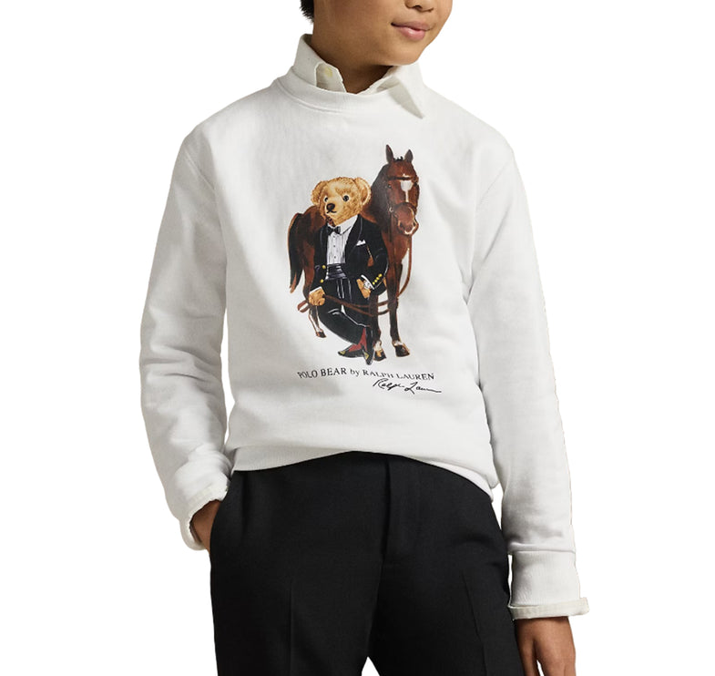 Polo Ralph Lauren Boy's Polo Bear Fleece Sweatshirt White