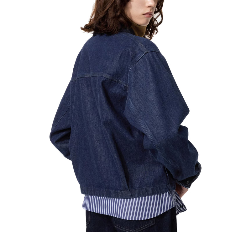 Uniqlo Unisex Zip Up Short Jacket | Denim 69 Navy