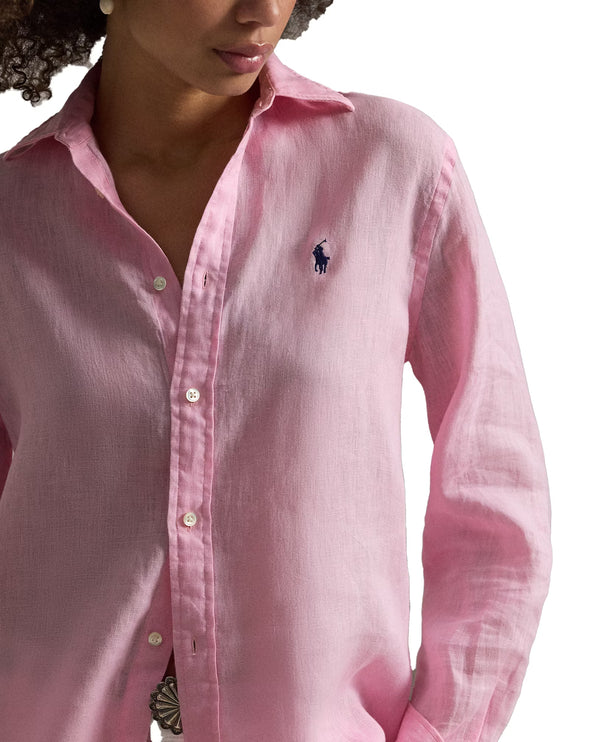 Polo Ralph Lauren Women's Classic Fit Linen Shirt Carmel Pink