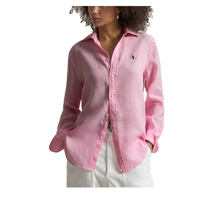 Polo Ralph Lauren Women's Classic Fit Linen Shirt Carmel Pink
