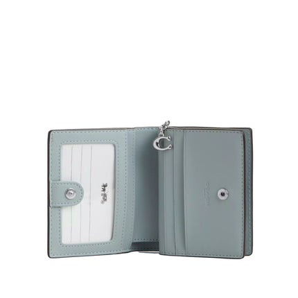 Coach Women's  Snap Wallet In Pretty Signature Canvas Silver/Chalk/Blue