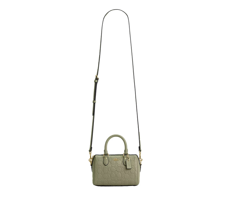 Coach Women's Mini Rowan Crossbody Bag In Signature Leather Gold/Pistachio