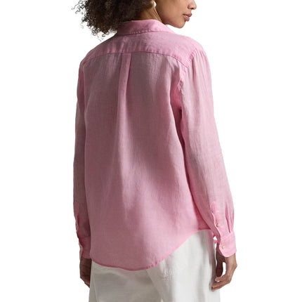 Polo Ralph Lauren Women's Classic Fit Linen Shirt Carmel Pink