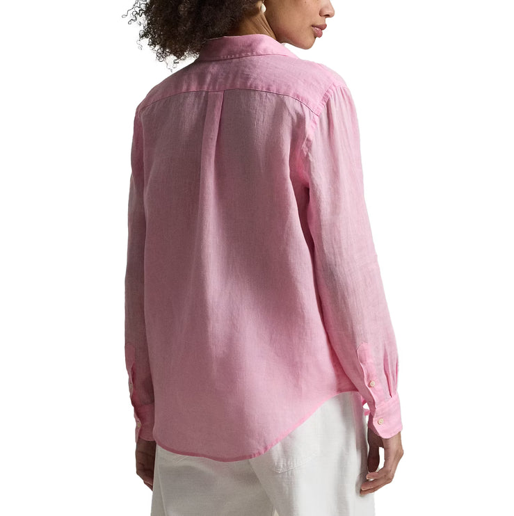 Polo Ralph Lauren Women's Classic Fit Linen Shirt Carmel Pink