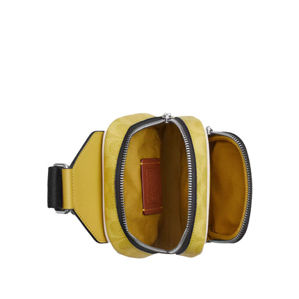 Coach Unisex Racer Sling Pack In Signature Canvas Silver/Light Citron