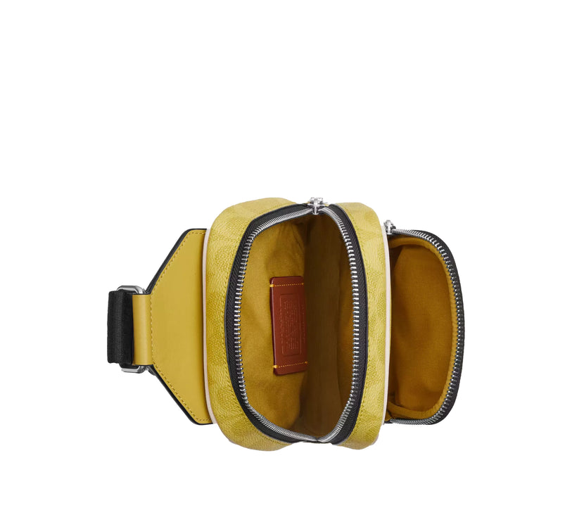 Coach Unisex Racer Sling Pack In Signature Canvas Silver/Light Citron