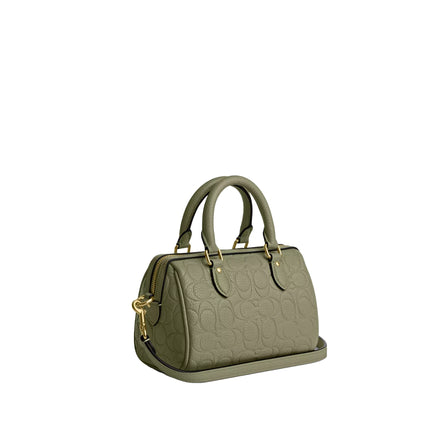 Coach Women's Mini Rowan Crossbody Bag In Signature Leather Gold/Pistachio