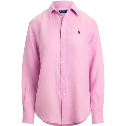 Polo Ralph Lauren Women's Classic Fit Linen Shirt Carmel Pink