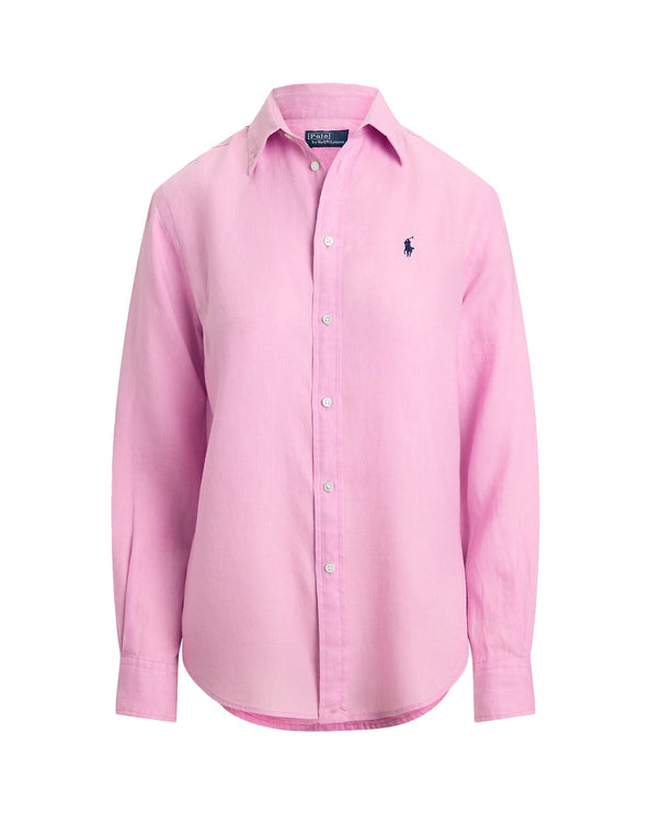 Polo Ralph Lauren Women's Classic Fit Linen Shirt Carmel Pink