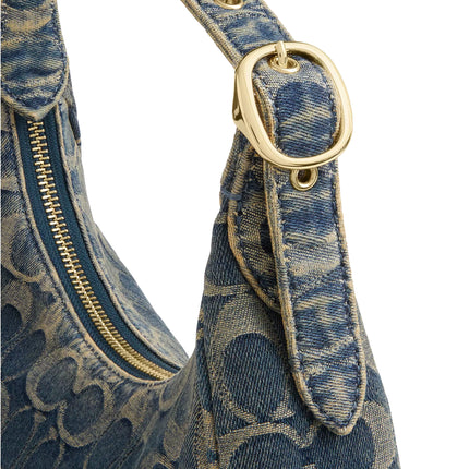 Coach Women's Emily Shoulder Bag In Signature Regenerative Cotton Denim Gold/Denim