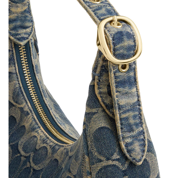 Coach Women's Emily Shoulder Bag In Signature Regenerative Cotton Denim Gold/Denim