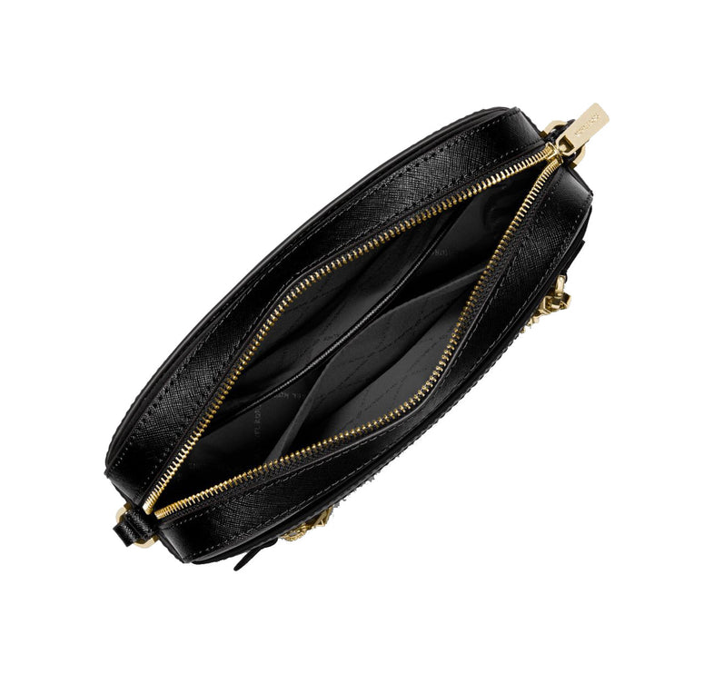Michael Kors Women's Jet Set Large Saffiano Leather Crossbody Bag Gold Black