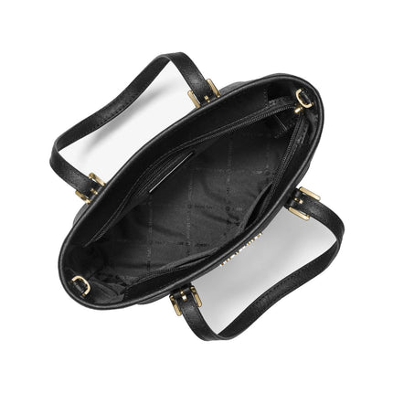 Michael Kors Women's Jet Set Travel Extra Small Logo Top Zip Tote Bag Black